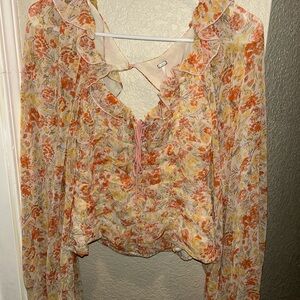 Free People Ruffle Corset tropical floral Top